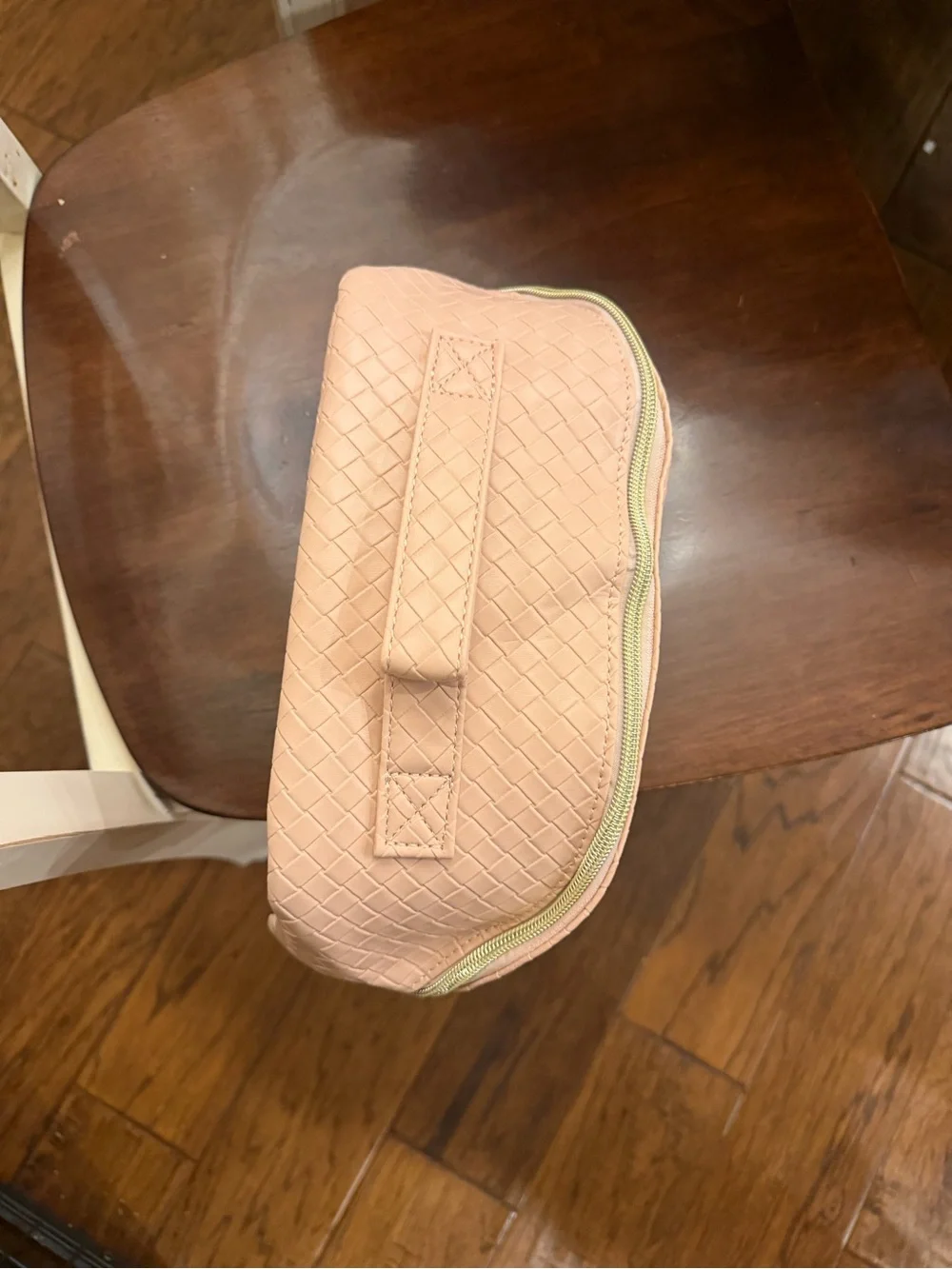 Pink Woven Cosmetic Travel Pouch